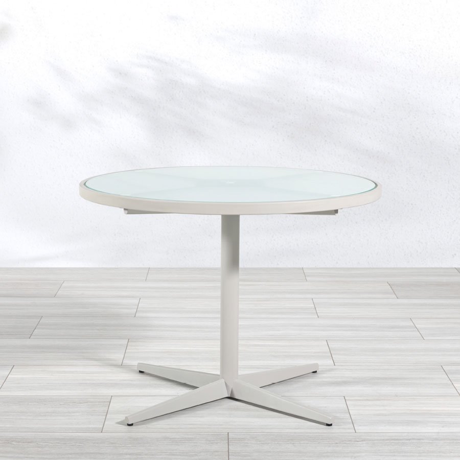Luna 40 in. round glass + steel dining table
