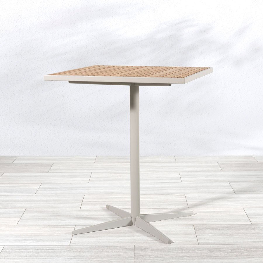 Luna 36 in. square teak + steel bar table