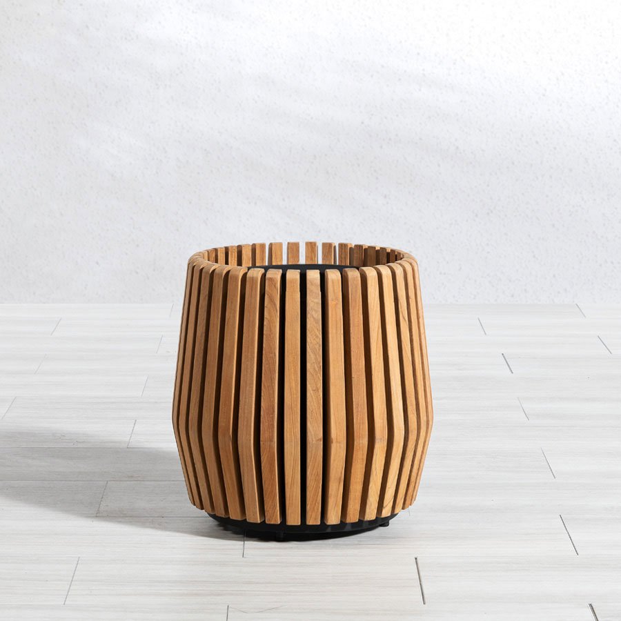 Luna small round teak planter