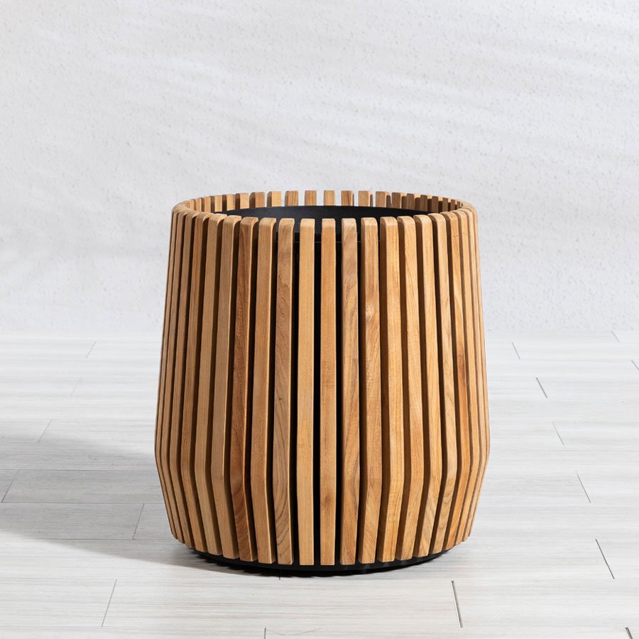 Luna large round teak planter