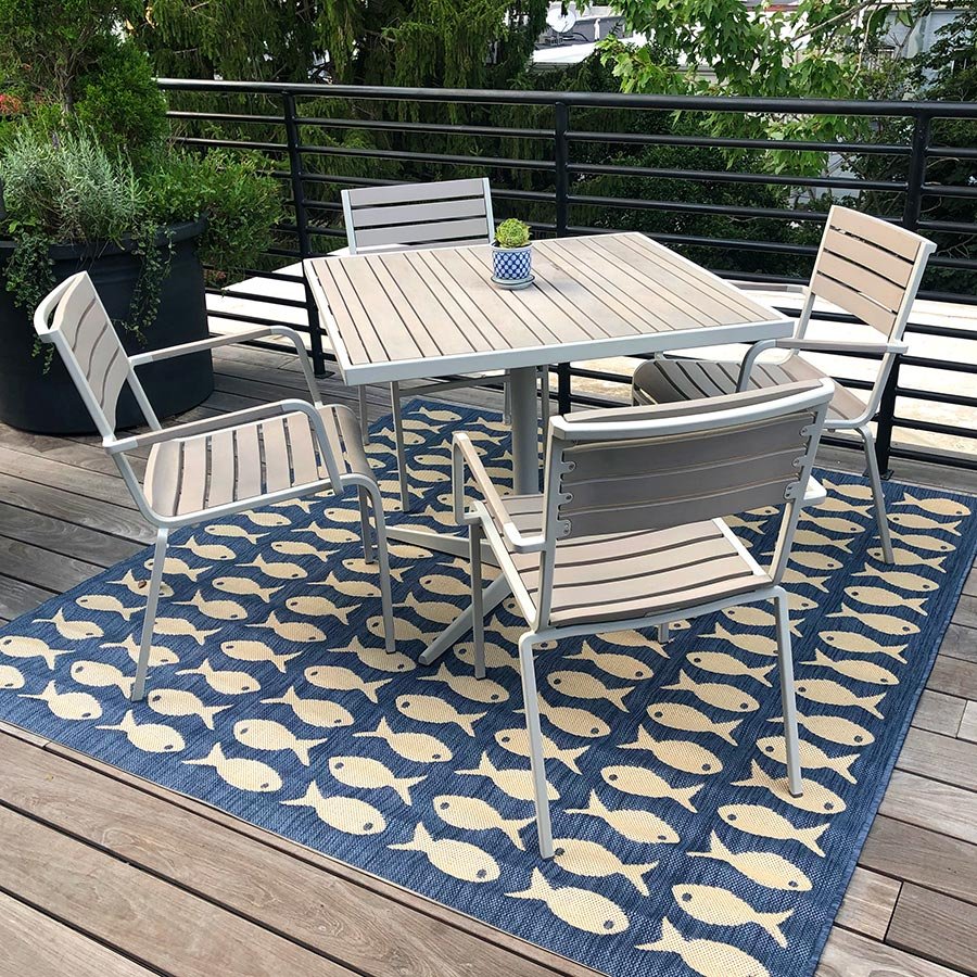Luna 36 in. square teak + steel dining table thumbnail 2
