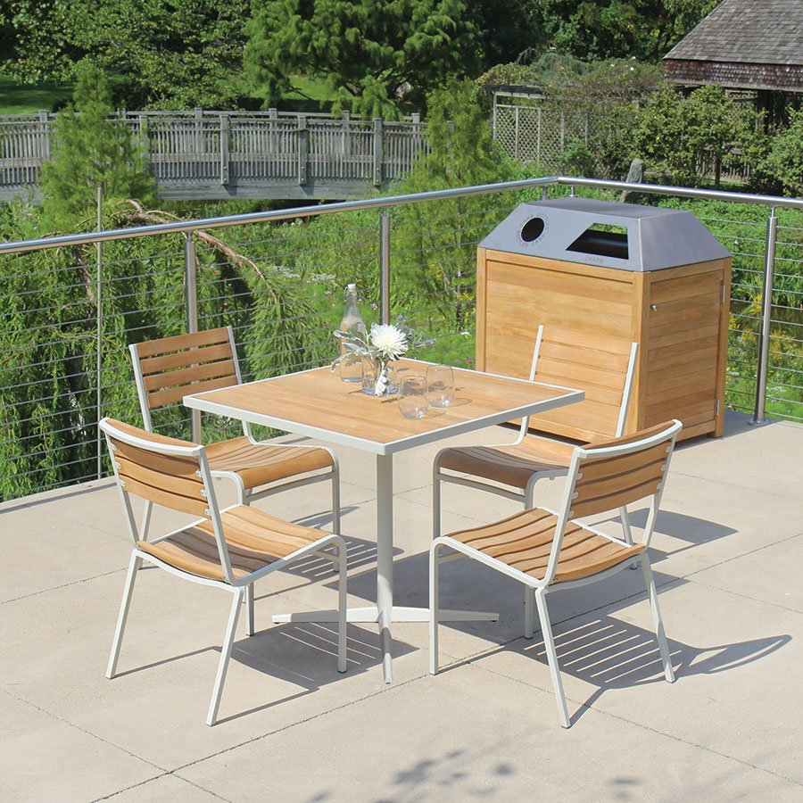 Luna teak + steel stacking sidechair thumbnail 4