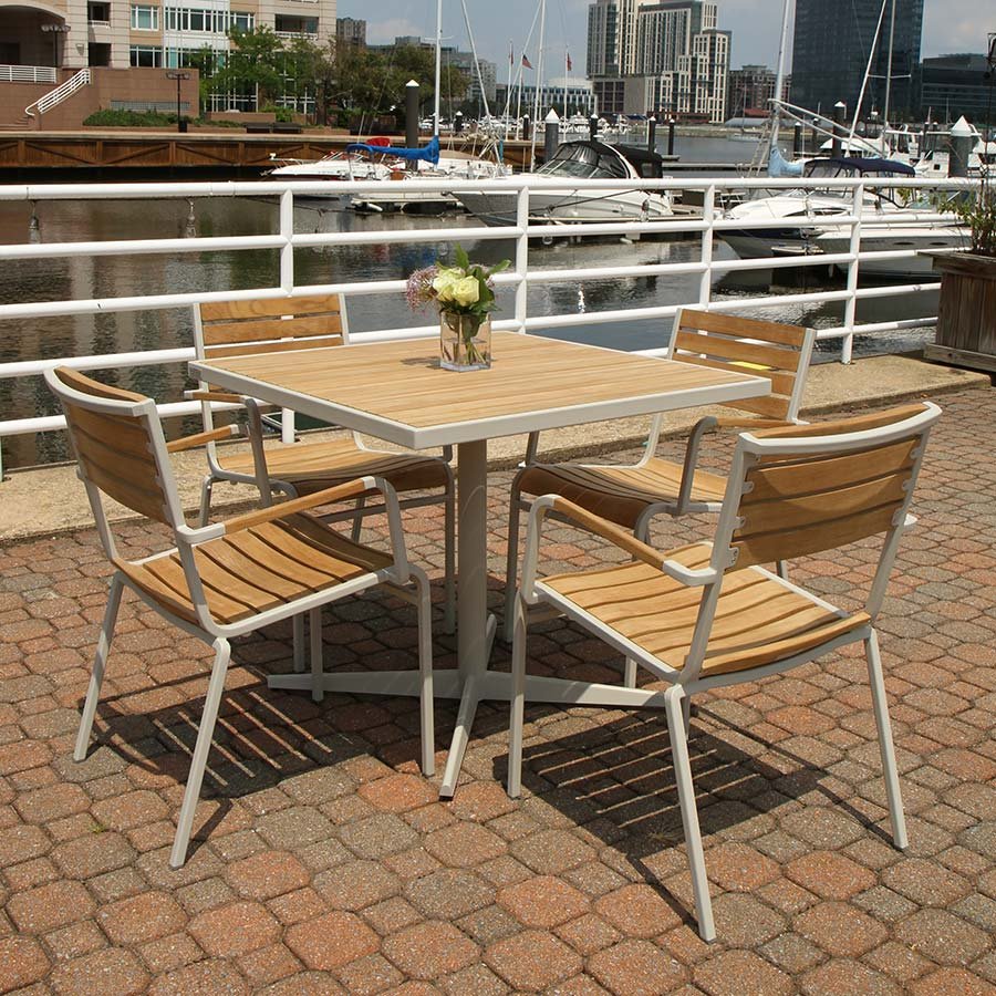 Luna teak + steel stacking armchair thumbnail 3