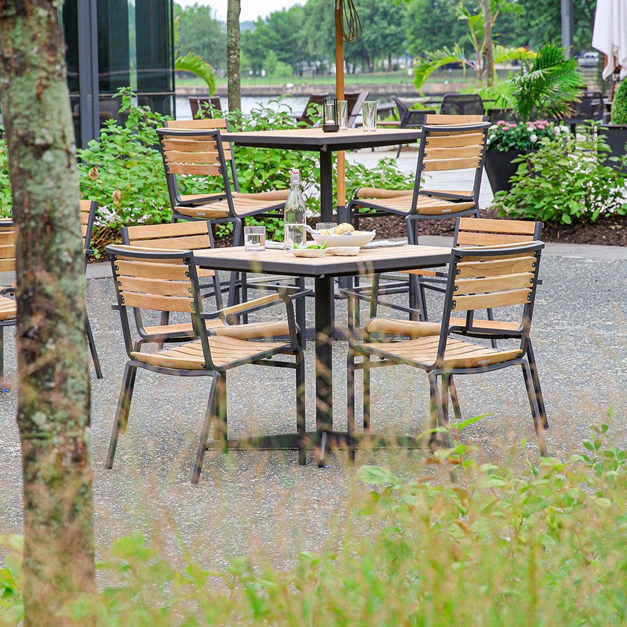 Luna teak + steel stacking sidechair thumbnail 2