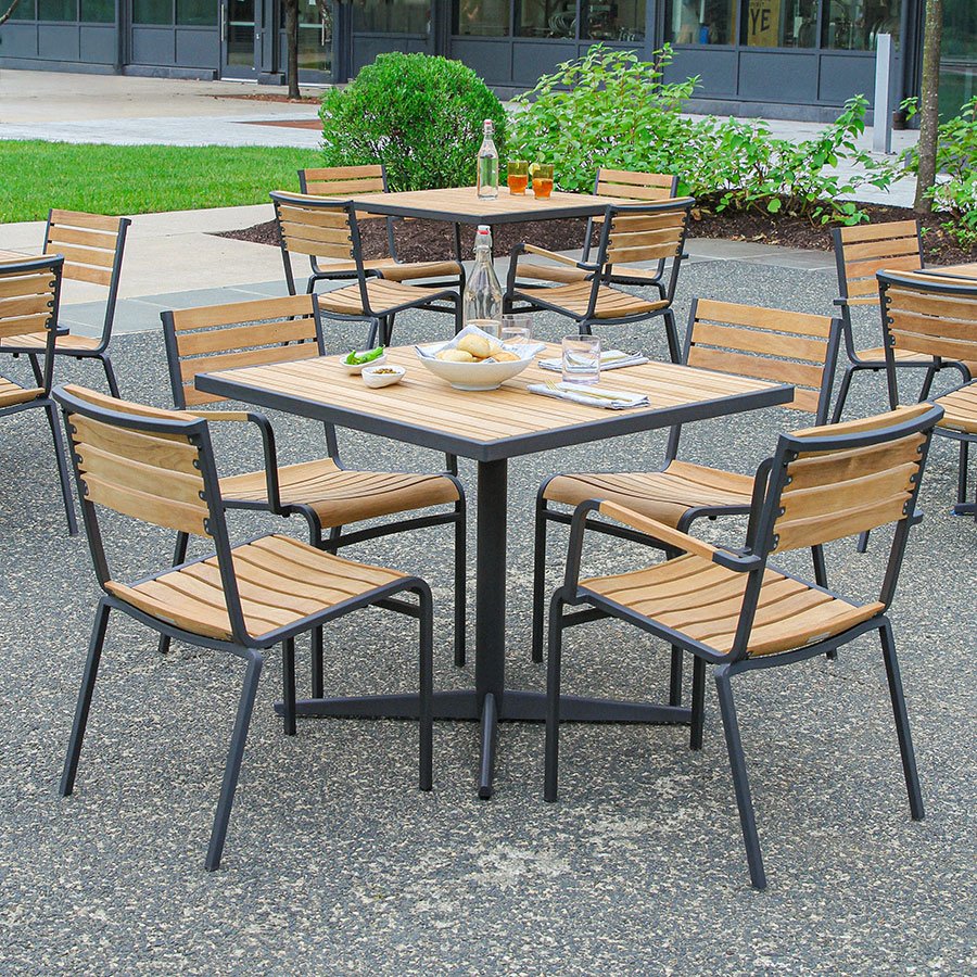 Luna teak + steel stacking armchair thumbnail 5