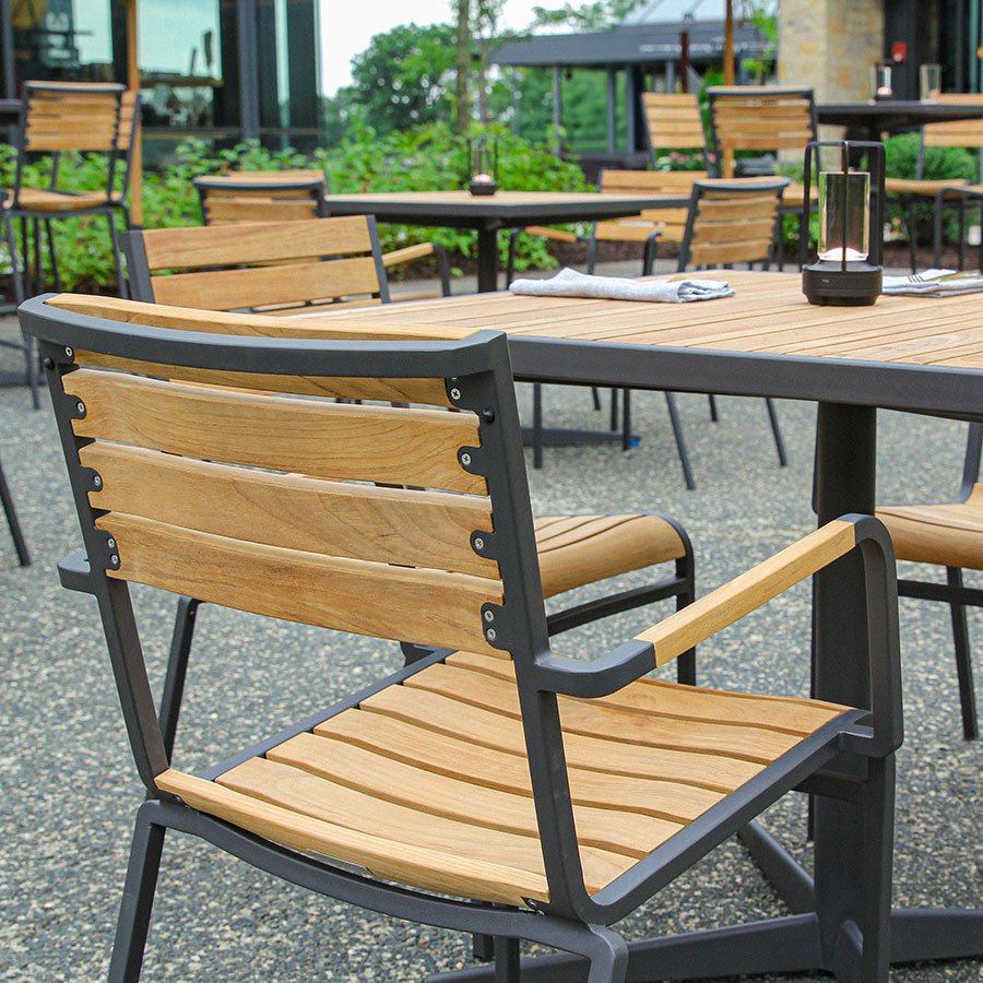 Luna teak + steel stacking armchair thumbnail 4