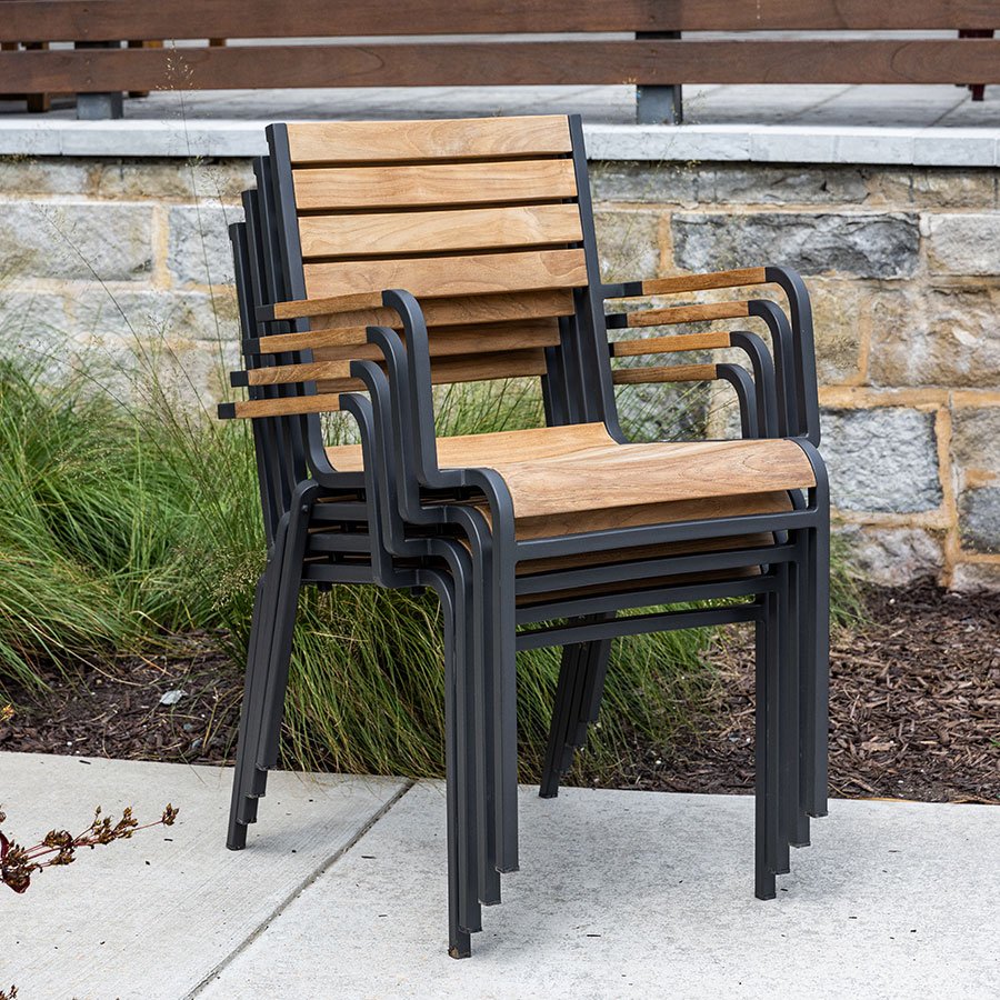 Luna teak + steel stacking armchair thumbnail 3