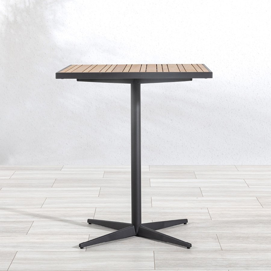 Luna 36 in. square teak + steel bar table