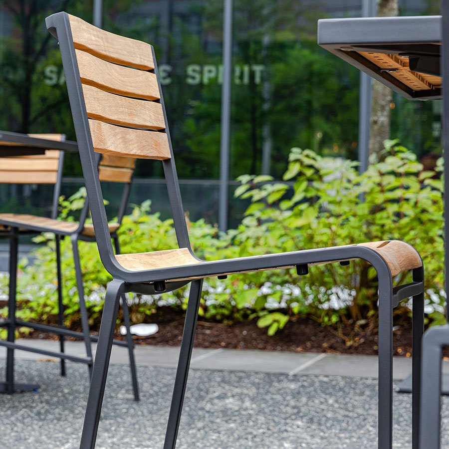 Luna teak + steel stacking sidechair thumbnail 3