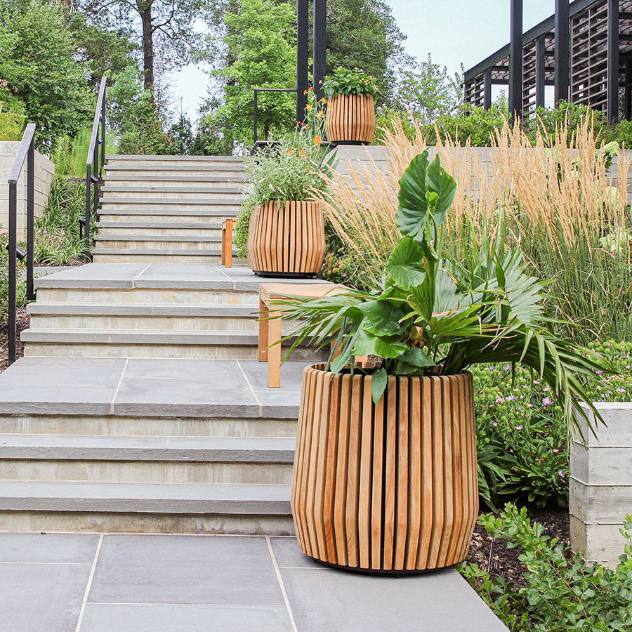 Luna large round teak planter thumbnail 6