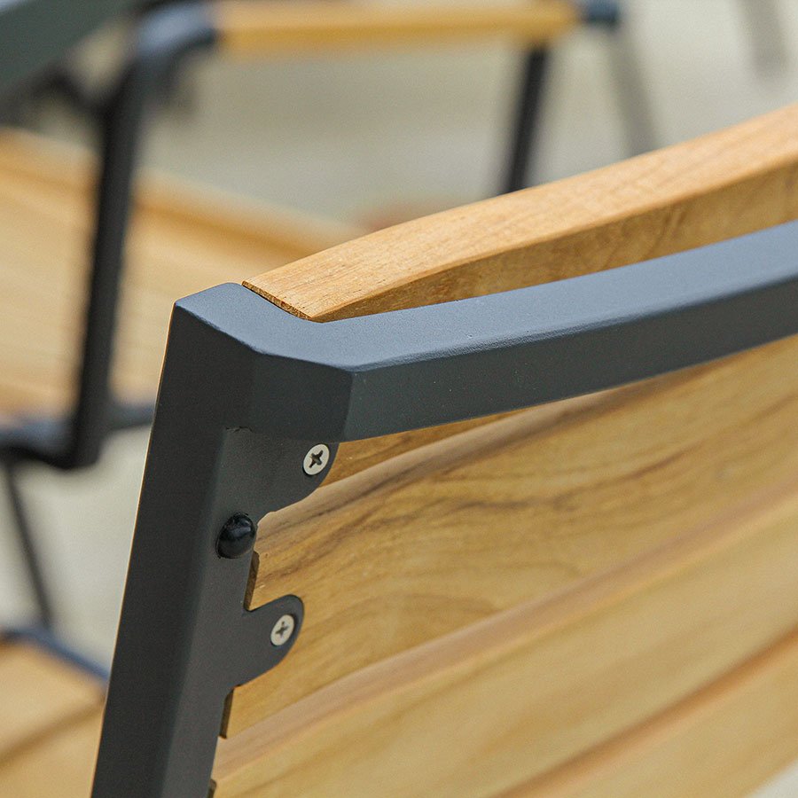 Luna teak + steel stacking counter stool thumbnail 2